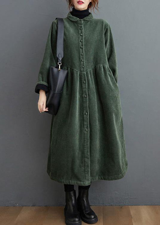 Elegant cinched corduroy longline coat for women -1