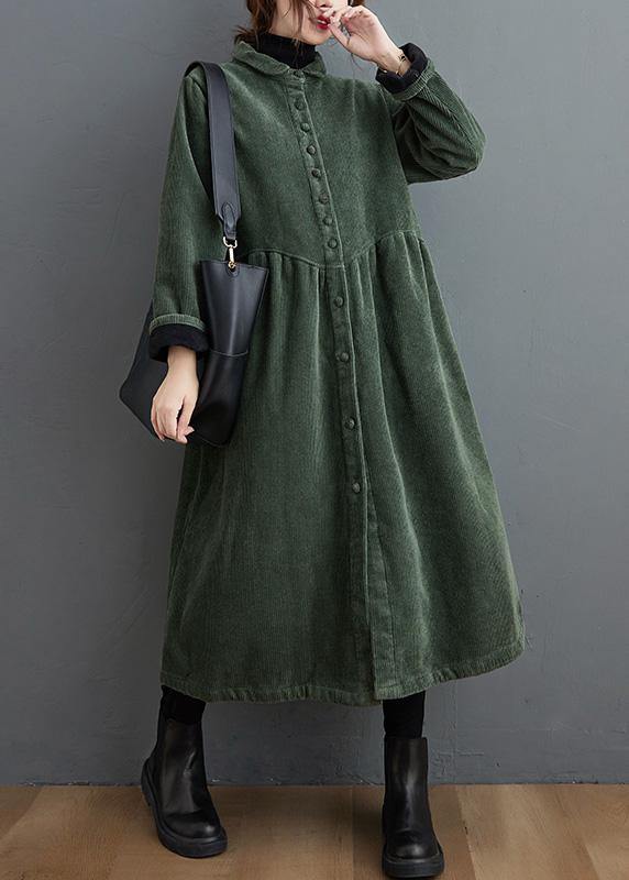 Elegant cinched corduroy longline coat for women -6
