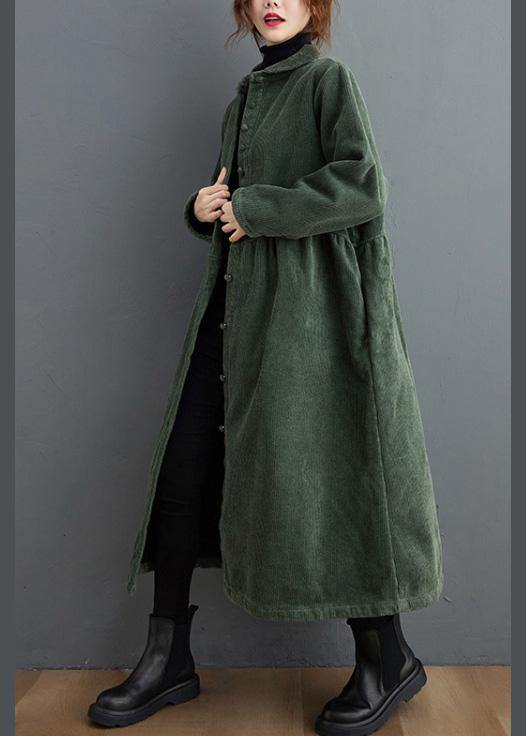 Elegant cinched corduroy longline coat for women -7