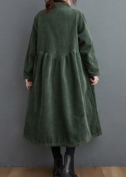 Elegant cinched corduroy longline coat for women -8