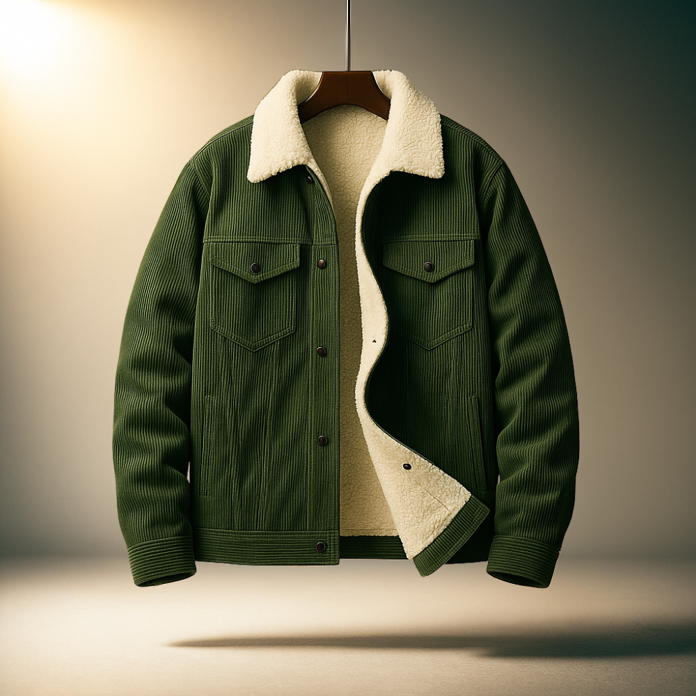 Warm fleece-lined corduroy casual jacket for men | Hudson -5