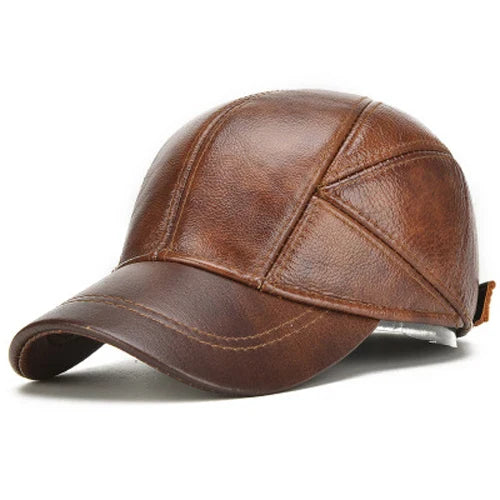 Classic authentic leather five-panel cap for men | Apache -1