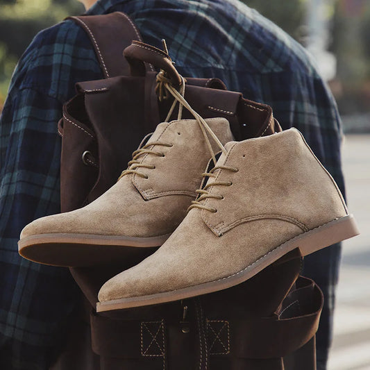 Rugged suede lace-up chelsea boots for men | John Atlas -1