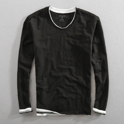 Relaxed fit two tone layered long sleeve top for men | Corven