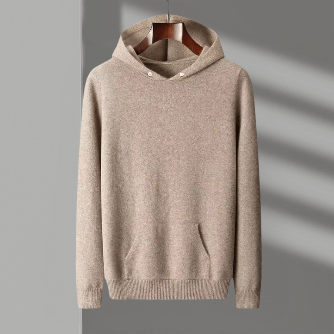 Lightweight refined knit hoodie with minimalist design for men | Caelum