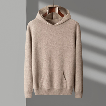 Lightweight refined knit hoodie with minimalist design for men | Caelum