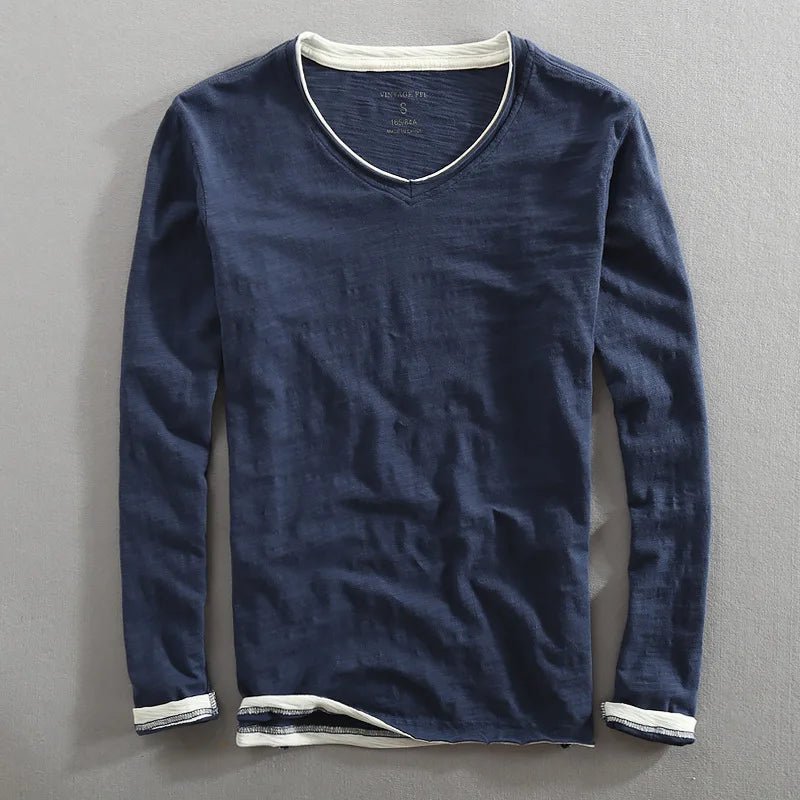 Relaxed fit two tone layered long sleeve top for men | Corven