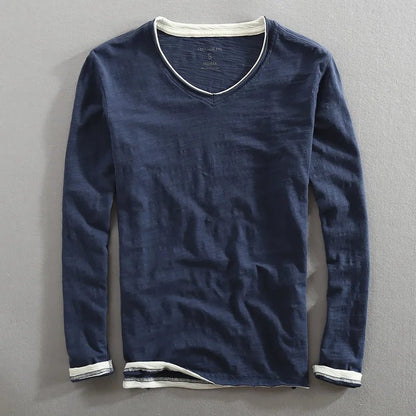Relaxed fit two tone layered long sleeve top for men | Corven