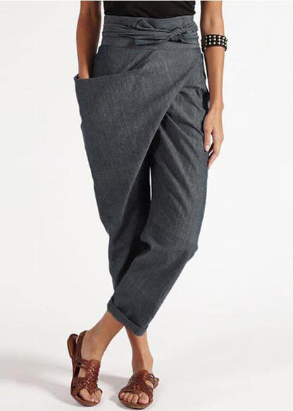 High-waist asymmetrical harem summer trousers for women -1