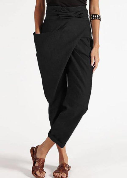High-waist asymmetrical harem summer trousers for women -2