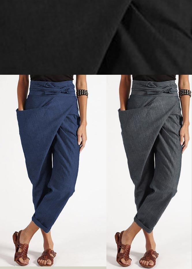High-waist asymmetrical harem summer trousers for women -4
