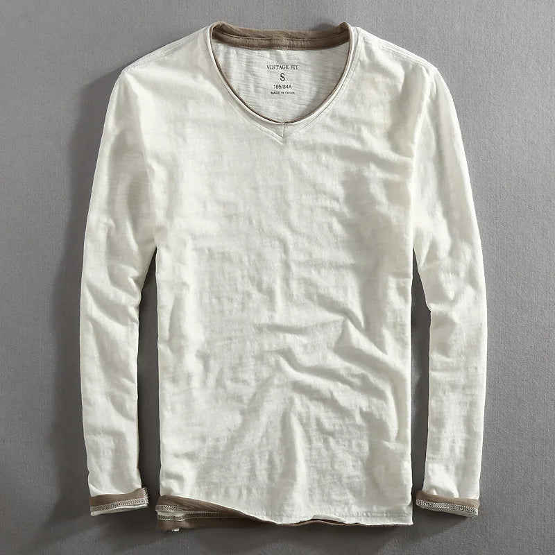 Relaxed fit two tone layered long sleeve top for men | Corven