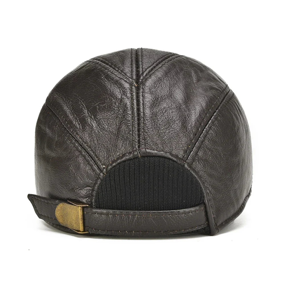 Classic authentic leather five-panel cap for men | Apache -4