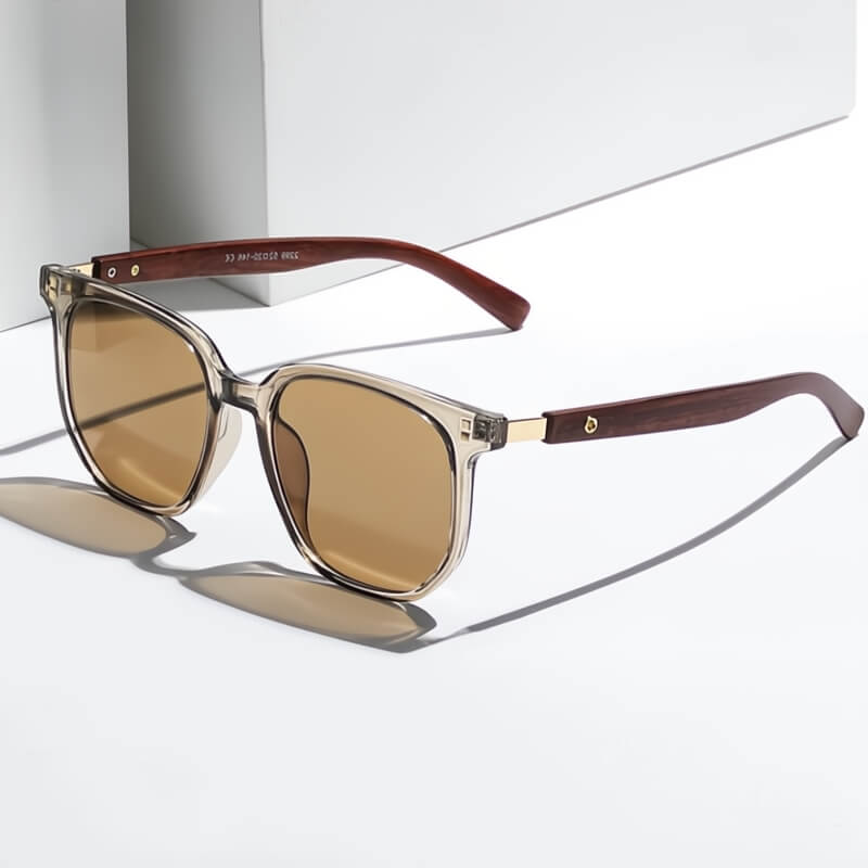 Classic frame sunglasses with handcrafted wood arms for men | Bravon