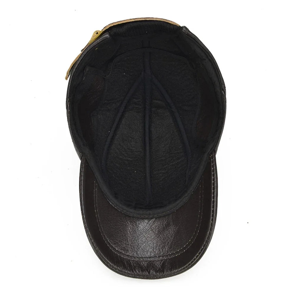 Classic authentic leather five-panel cap for men | Apache -5