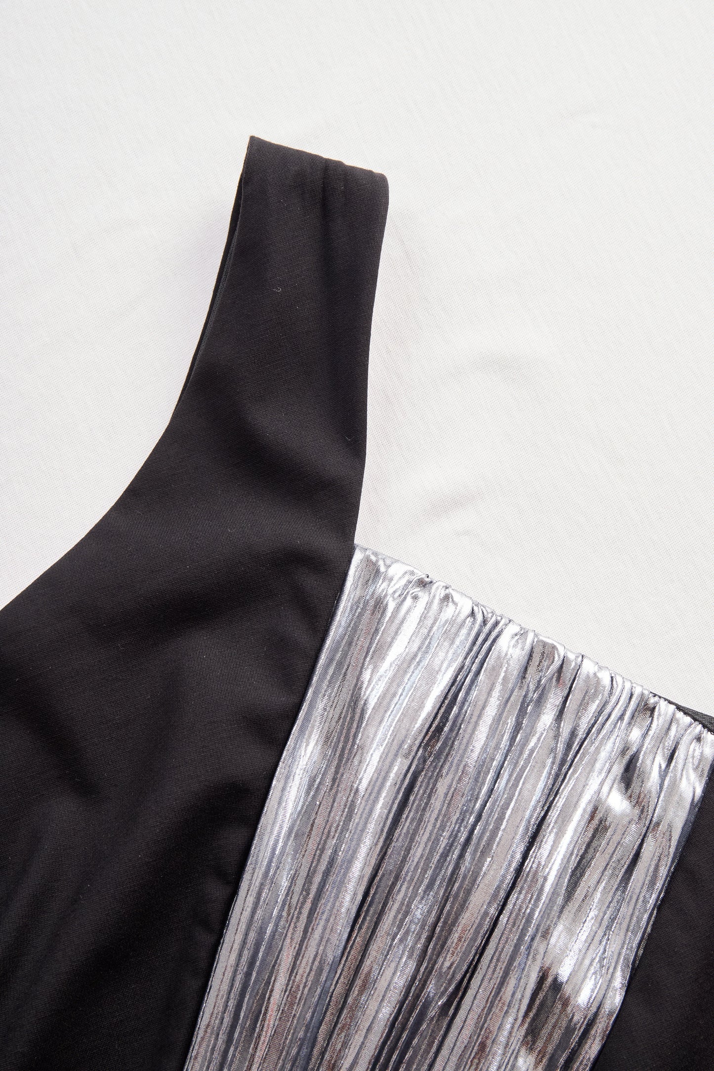 Stylish one-shoulder gown with metallic pleated detail for women | Aurelia Noire