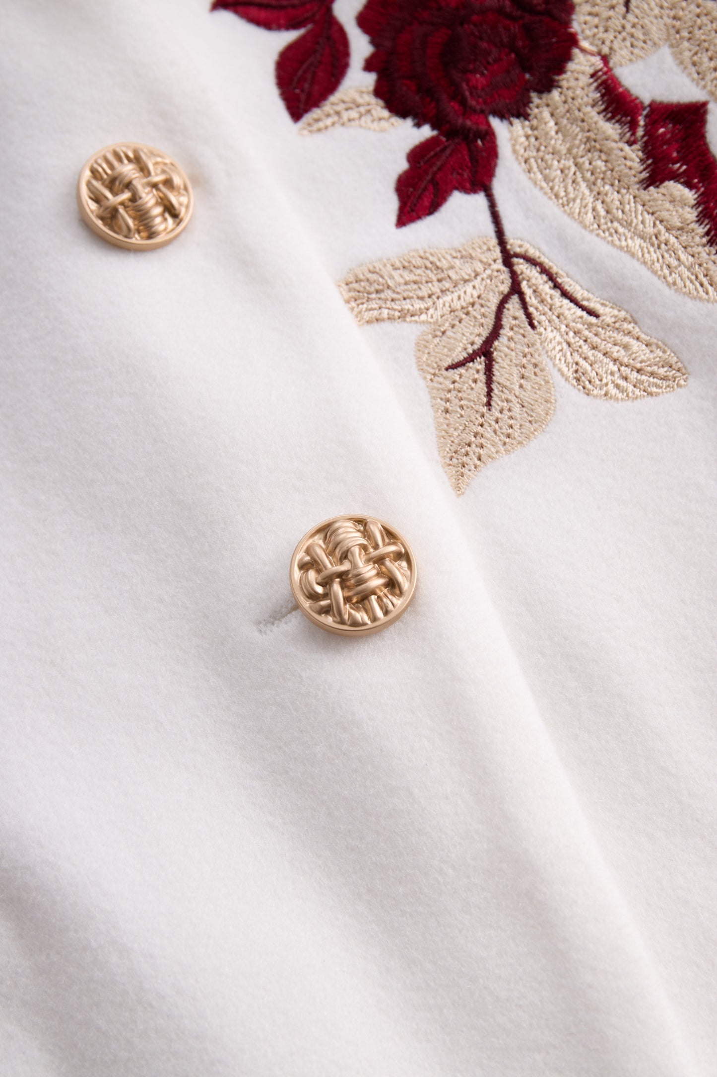 White Blazer with Rose Embroidery for women | Rosavelle