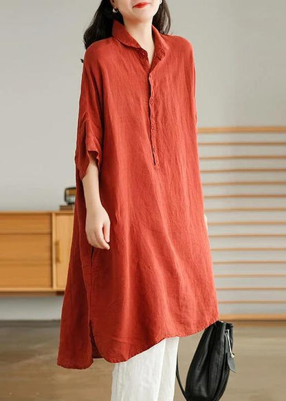 Casual linen shirt dress for women | Jade Green -10