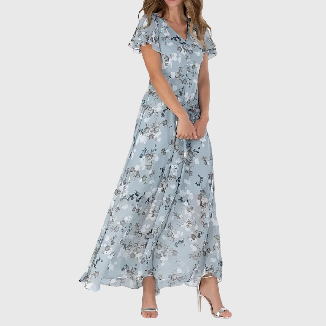 Cocktail dress with V-neckline and flutter sleeves for women | Eveline
