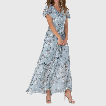 Cocktail dress with V-neckline and flutter sleeves for women | Eveline