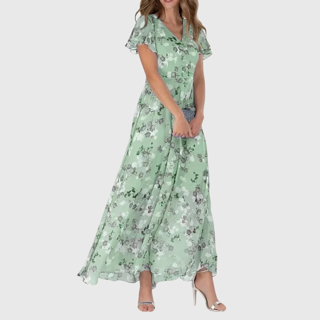 Cocktail dress with V-neckline and flutter sleeves for women | Eveline