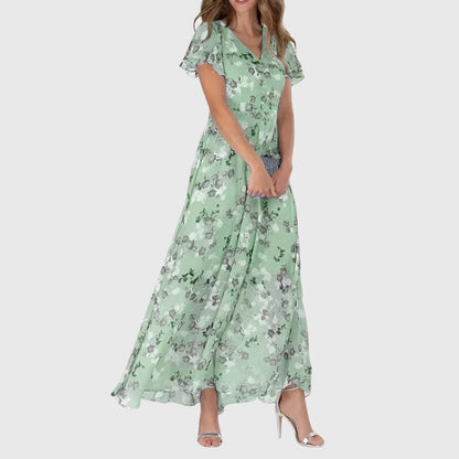 Cocktail dress with V-neckline and flutter sleeves for women | Eveline