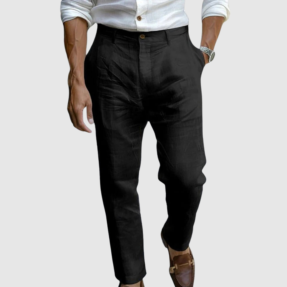 Relaxed wide-leg linen trousers for men | Lorenzo Vitali -2