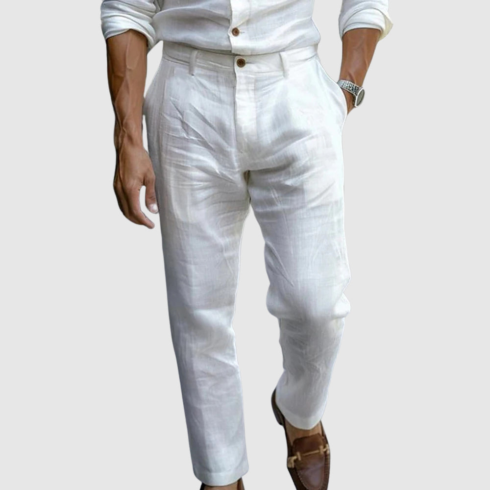 Relaxed wide-leg linen trousers for men | Lorenzo Vitali -4