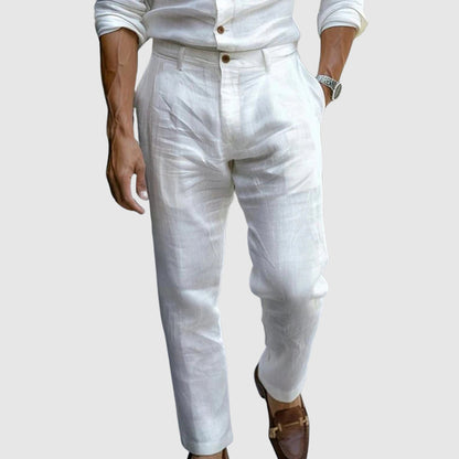 Relaxed wide-leg linen trousers for men | Lorenzo Vitali -4