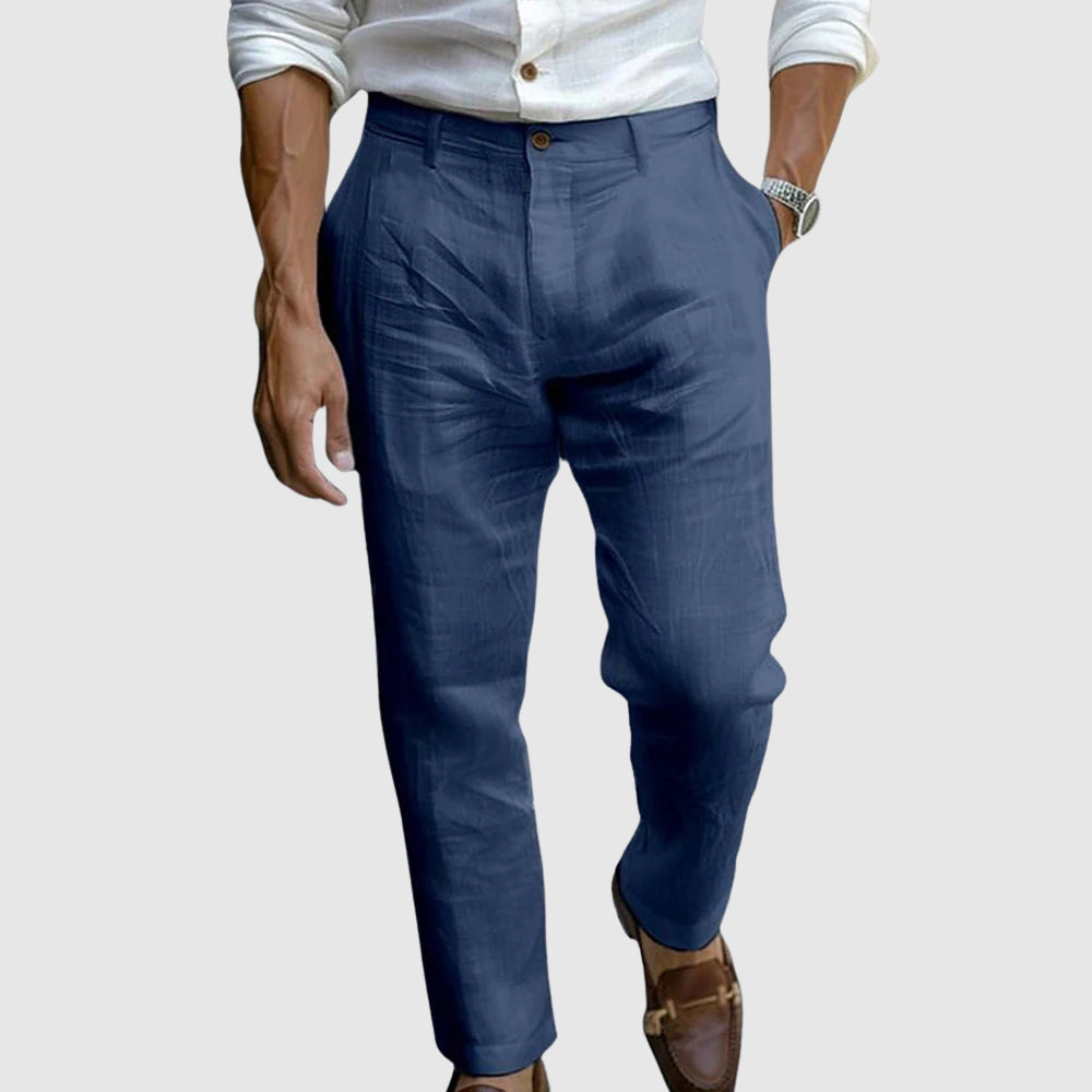 Relaxed wide-leg linen trousers for men | Lorenzo Vitali -1