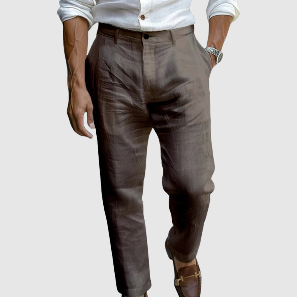 Relaxed wide-leg linen trousers for men | Lorenzo Vitali -5