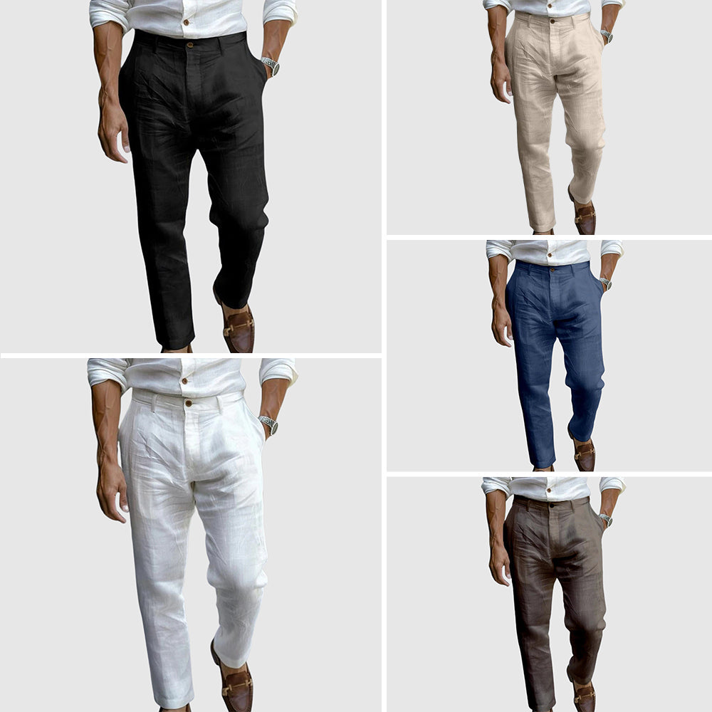 Relaxed wide-leg linen trousers for men | Lorenzo Vitali -6