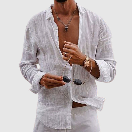 Breathable smart casual linen shirt for men | Lorenzo Vitali -1