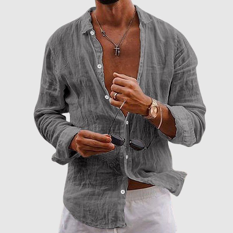 Breathable smart casual linen shirt for men | Lorenzo Vitali -3