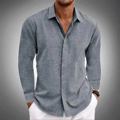 Breathable long-sleeve signature linen shirt for men | Luca Romano -2