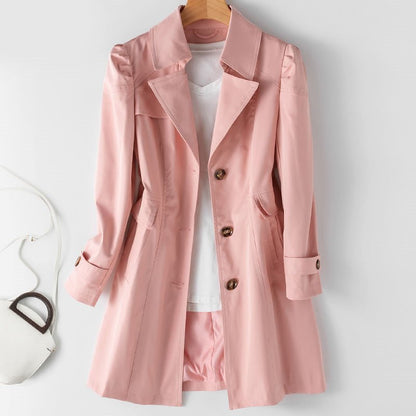 Elegant tailored trench coat with button detail for women | Aurelia