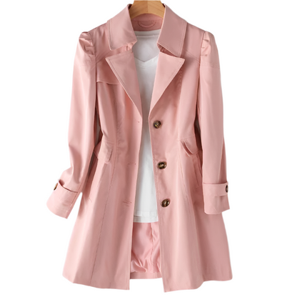 Elegant tailored trench coat with button detail for women | Aurelia