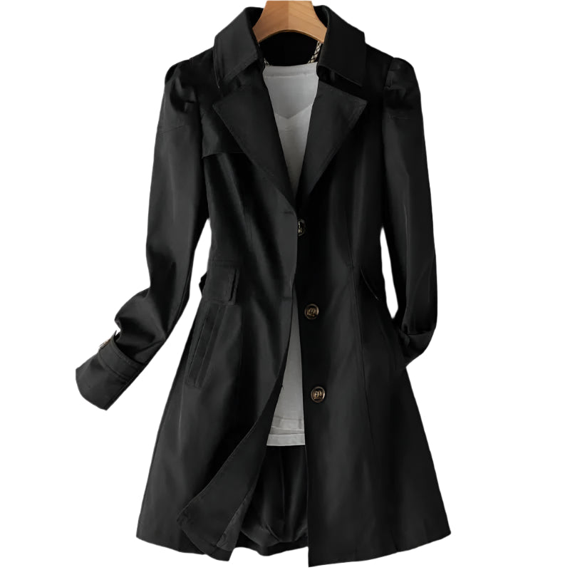 Elegant tailored trench coat with button detail for women | Aurelia