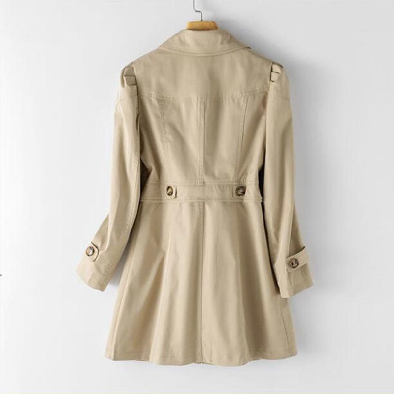 Elegant tailored trench coat with button detail for women | Aurelia