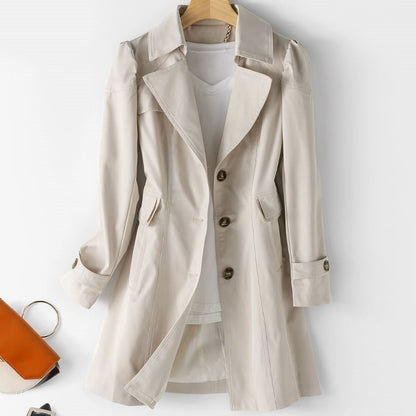 Elegant tailored trench coat with button detail for women | Aurelia
