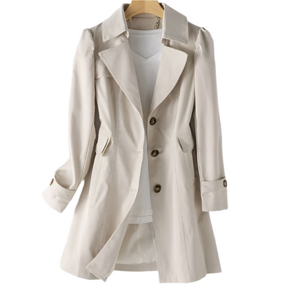 Elegant tailored trench coat with button detail for women | Aurelia