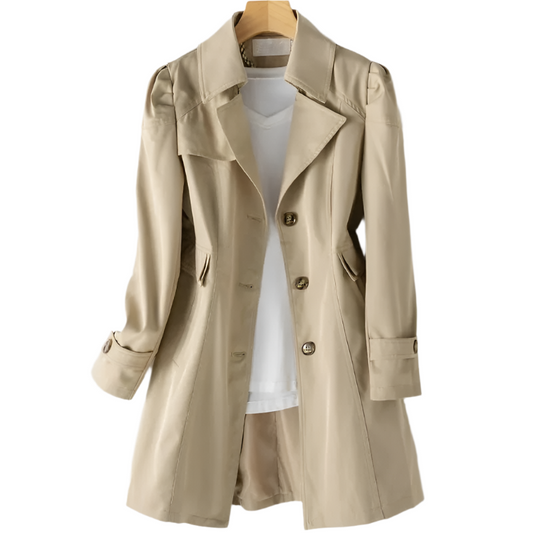 Elegant tailored trench coat with button detail for women | Aurelia