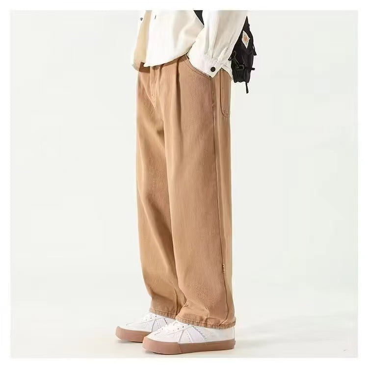 Wide leg relaxed pleated pants with stacked length for men | Corvane