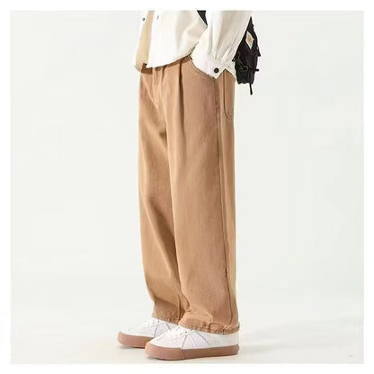 Wide leg relaxed pleated pants with stacked length for men | Corvane