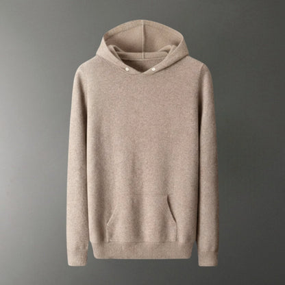Lightweight refined knit hoodie with minimalist design for men | Caelum