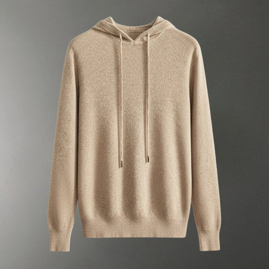Lightweight relaxed knit hoodie with ribbed trim for men | Alvara