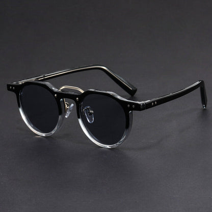 Round tinted UV400 retro sunglasses for men | San Piero -5