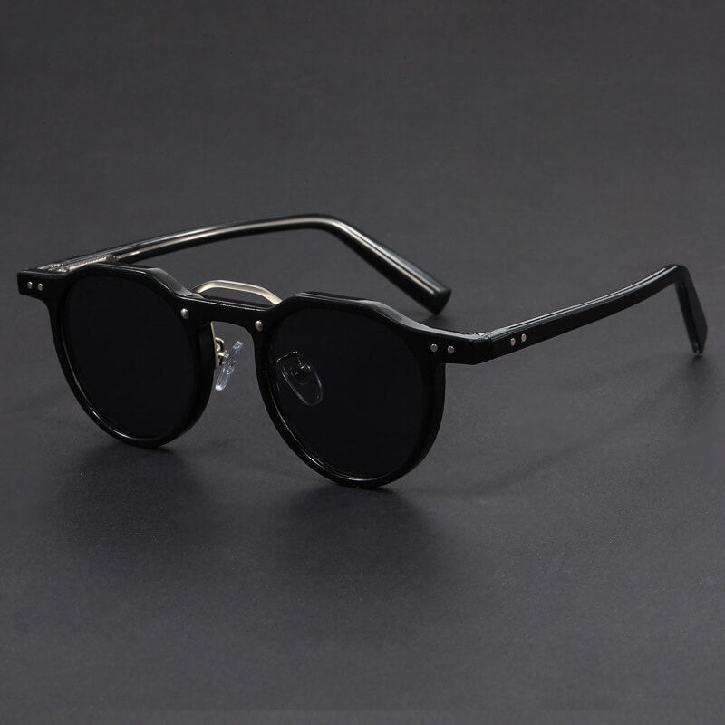 Round tinted UV400 retro sunglasses for men | San Piero -6