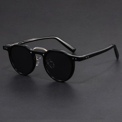 Round tinted UV400 retro sunglasses for men | San Piero -6