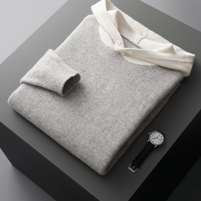Lightweight refined knit hoodie with minimalist design for men | Caelum